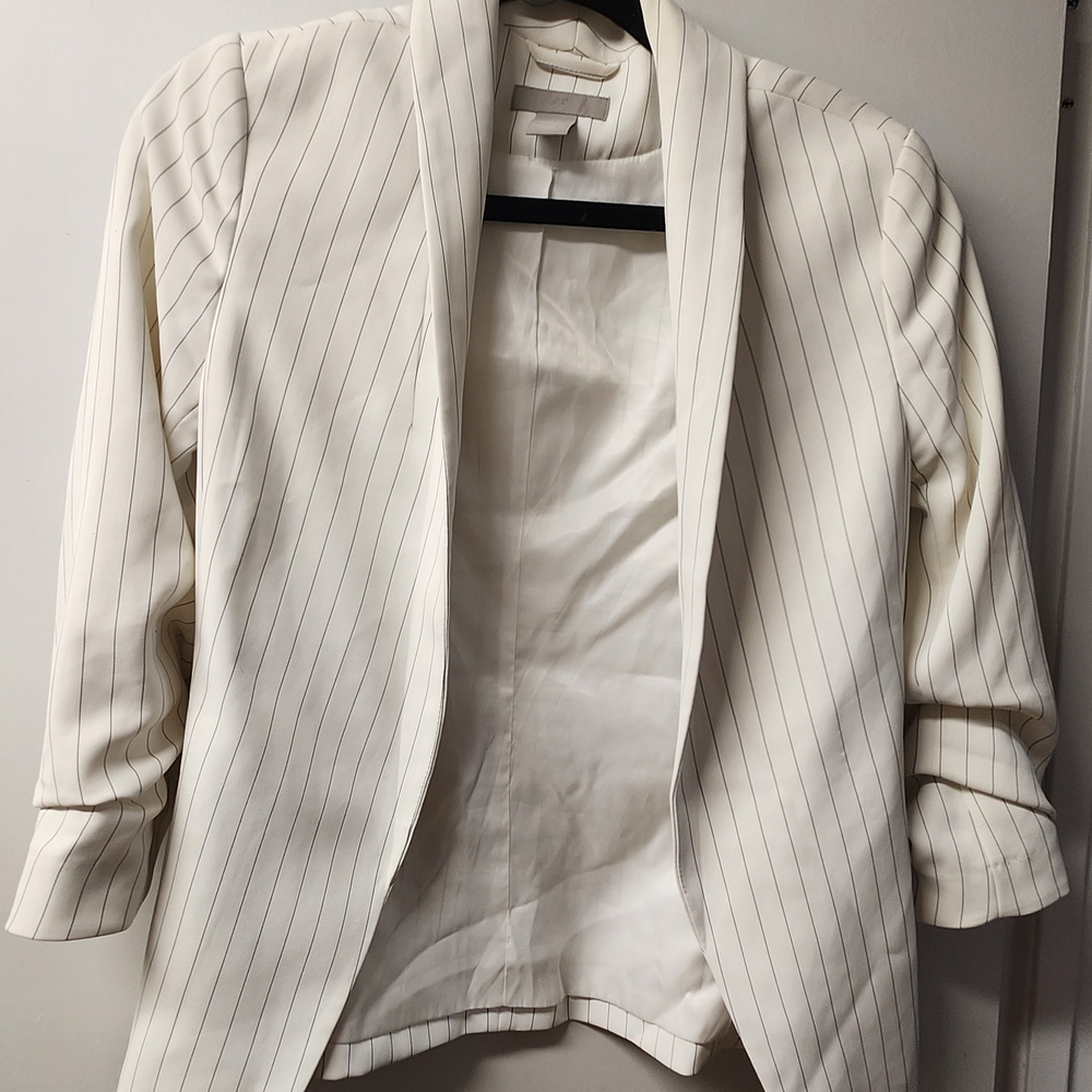 H&M Ivory Striped Blazer